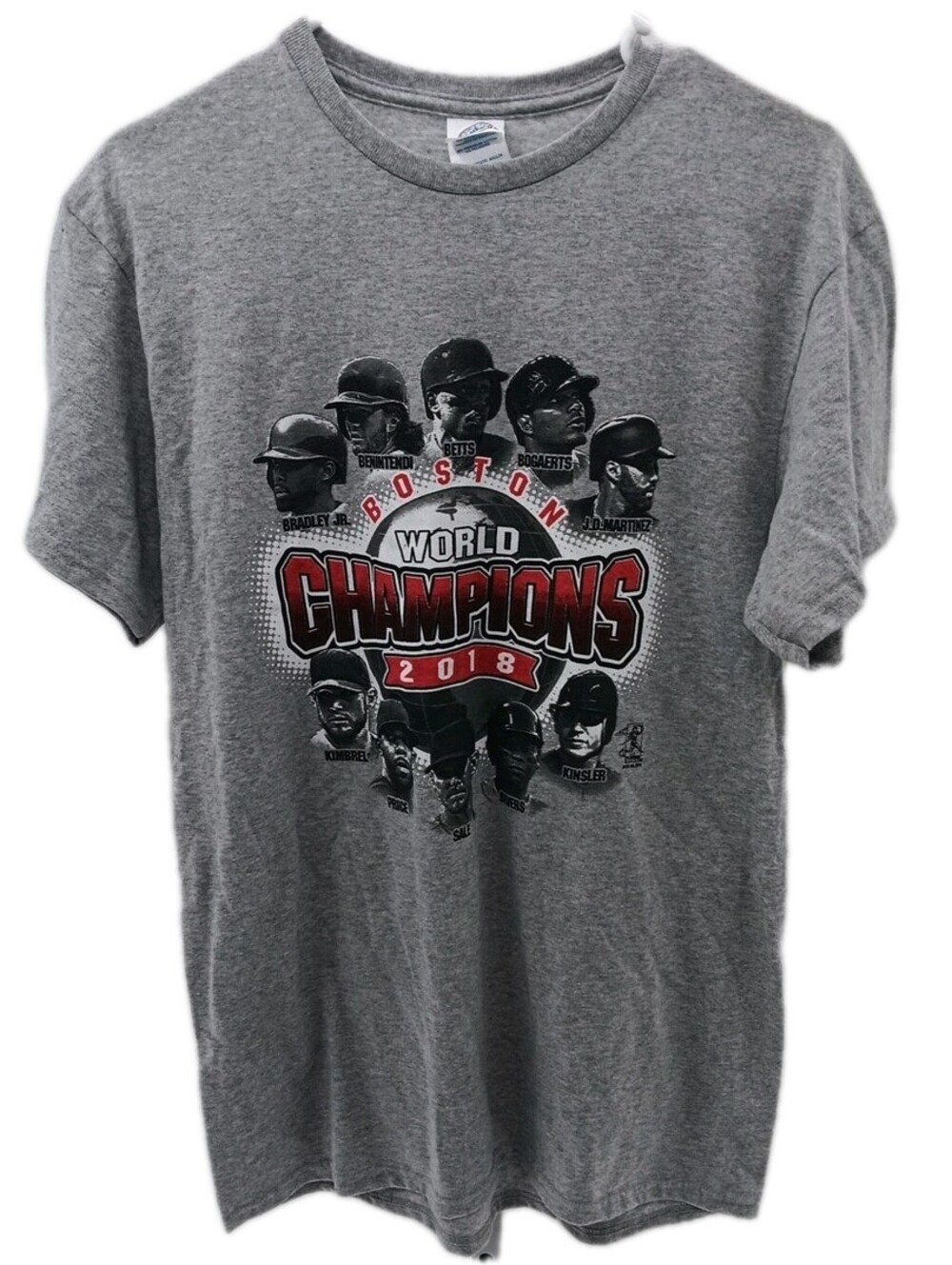 Boston Red Sox 2018 World Champions T Shirt Men's Medium Gray Mlb Players Logo